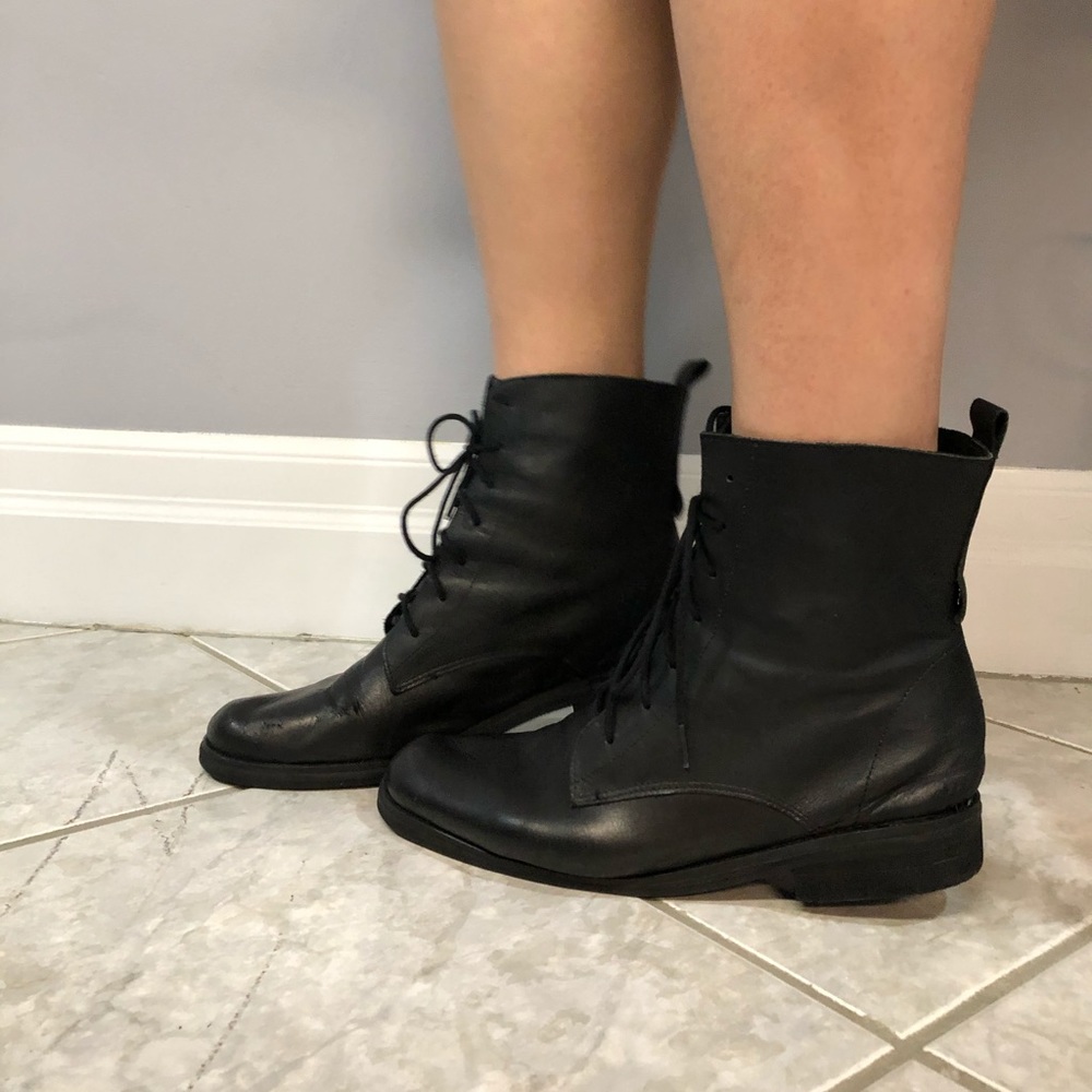 Fake leather boots